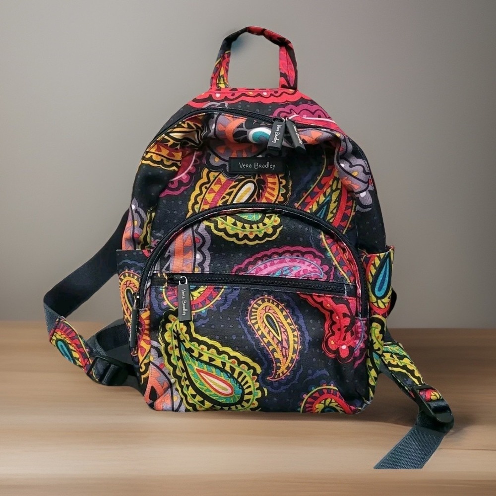 Vera Bradley Backpack twill canvas with ID Wallet Paisley Print